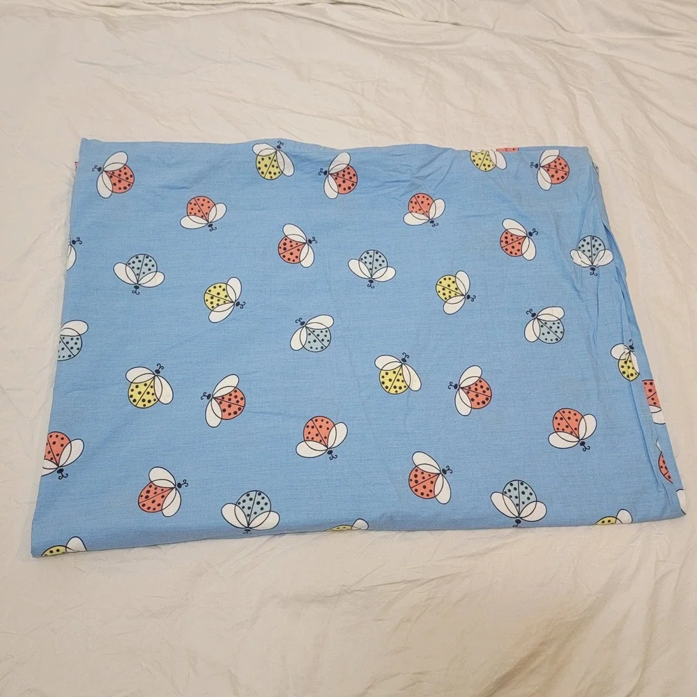 The Company Store Blue Cotton Ladybug Print Duvet Cover European Single 83